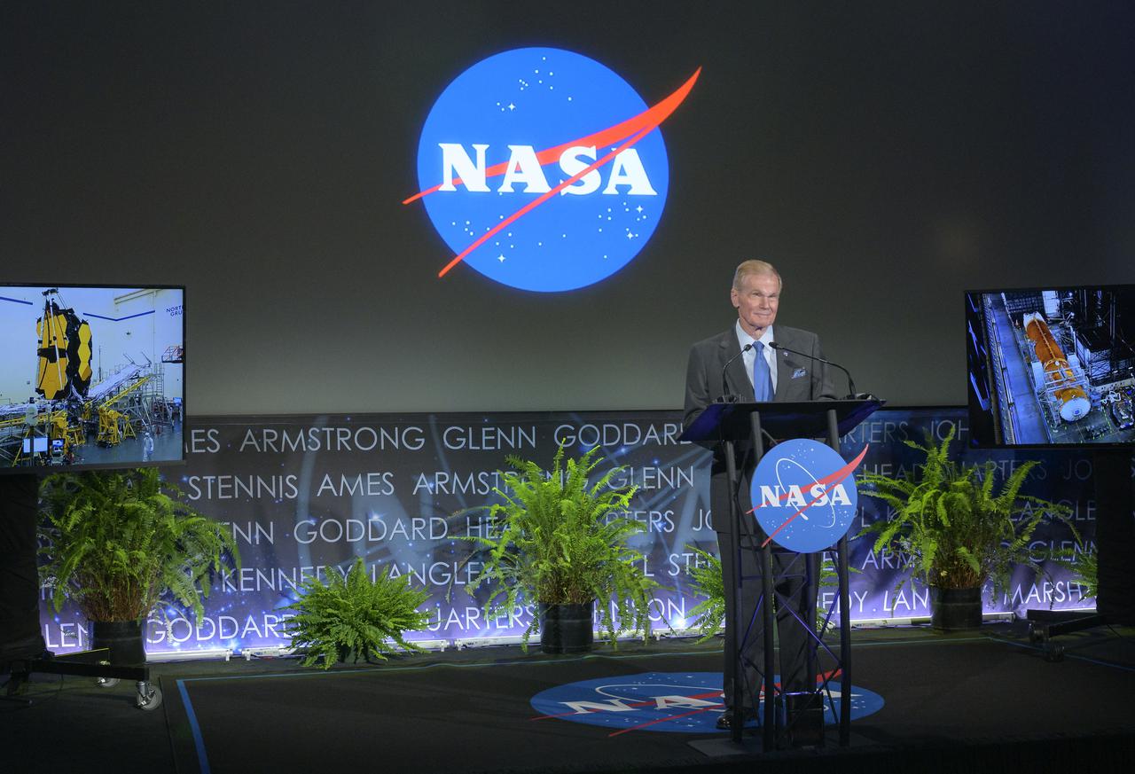 NASA Administrator Bill Nelson talks to the agency’s workforce during his first State of NASA event Wednesday, June 2, 2021, at NASA Headquarters Mary W. Jackson Building in Washington. Nelson remarked on his long history with NASA, and among other topics, discussed the agency’s plans for future Earth-focused missions to address climate change and a robotic and human return to the Moon through the Artemis program, as well as announcing two new planetary science missions to Venus – VERITAS and DAVINCI+. Photo Credit: (NASA/Bill Ingalls)