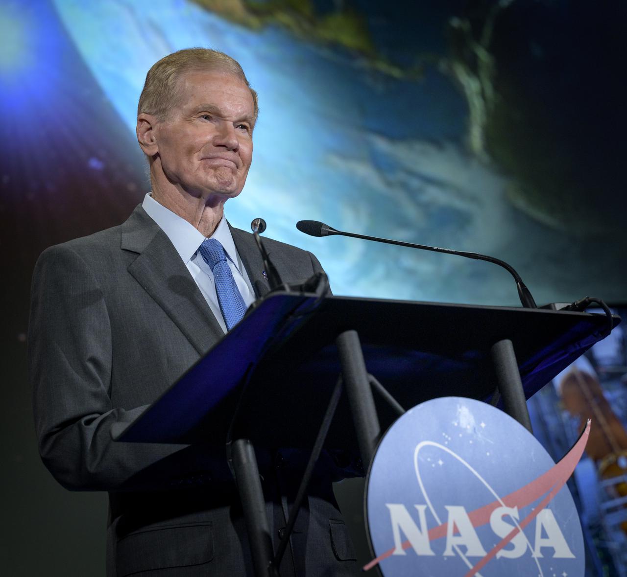 NASA Administrator Bill Nelson talks to the agency’s workforce during his first State of NASA event Wednesday, June 2, 2021, at NASA Headquarters Mary W. Jackson Building in Washington. Nelson remarked on his long history with NASA, and among other topics, discussed the agency’s plans for future Earth-focused missions to address climate change and a robotic and human return to the Moon through the Artemis program, as well as announcing two new planetary science missions to Venus – VERITAS and DAVINCI+. Photo Credit: (NASA/Bill Ingalls)