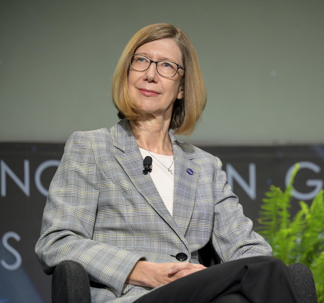 NASA Associate Administrator for Human Exploration and Operations Kathy Lueders listens to a reporter’s question during a media gaggle, Wednesday, June 2, 2021, at NASA Headquarters Mary W. Jackson Building in Washington. Lueders, along with  NASA Administrator Bill Nelson and other NASA leadership, answered reporters questions following a State of NASA event where Nelson remarked on his long history with NASA, and among other topics, discussed the agency’s plans for future Earth-focused missions to address climate change and a robotic and human return to the Moon through the Artemis program, as well as announcing two new planetary science missions to Venus – VERITAS and DAVINCI+. Photo Credit: (NASA/Bill Ingalls)