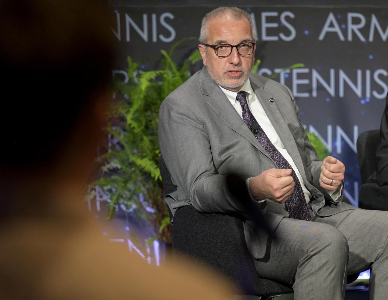 NASA Associate Administrator for Aeronautics Research Mission Directorate Bob Pearce answers a reporter’s question during a media gaggle, Wednesday, June 2, 2021, at NASA Headquarters Mary W. Jackson Building in Washington. Pearce, along with NASA Administrator Bill Nelson and other NASA leadership, answered reporters questions following a State of NASA event where Nelson remarked on his long history with NASA, and among other topics, discussed the agency’s plans for future Earth-focused missions to address climate change and a robotic and human return to the Moon through the Artemis program, as well as announcing two new planetary science missions to Venus – VERITAS and DAVINCI+. Photo Credit: (NASA/Bill Ingalls)