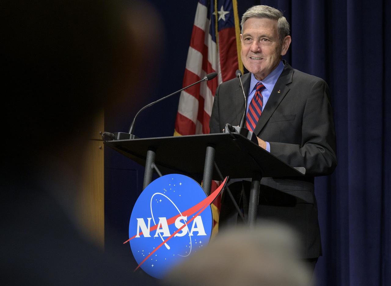 NASA Associate Administrator Bob Cabana gives remarks during the ceremonial swearing-in of NASA Deputy Administrator Pam Melroy, Monday, June 21, 2021, at NASA Headquarters Mary W. Jackson Building in Washington. Photo Credit: (NASA/Bill Ingalls)