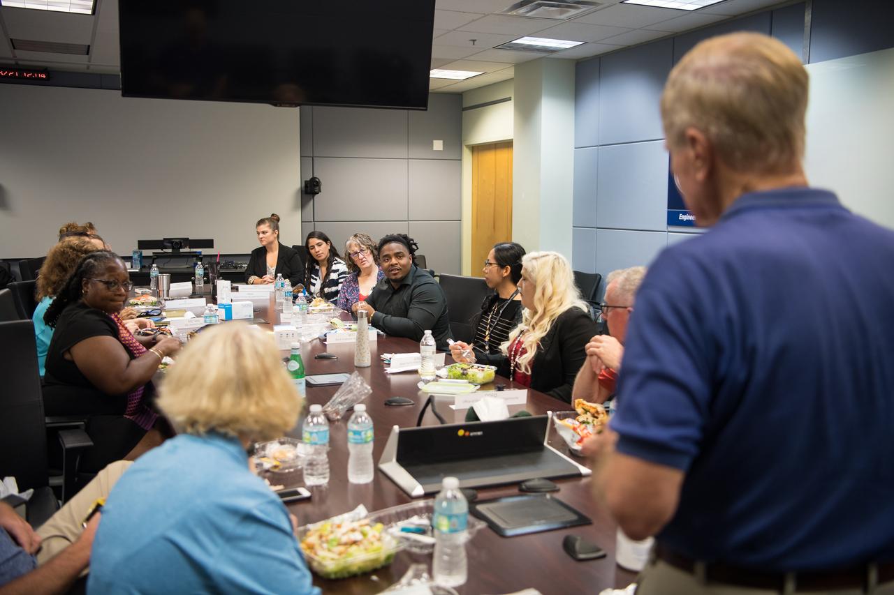 NASA Administrator Bill Nelson, right, and NASA Deputy Administrator Pam Melroy, left, speak with members of NASA’s Employee Resource Groups during a luncheon, Wednesday, July 28, 2021, at NASA’s Kennedy Space Center in Florida. Photo Credit: (NASA/Aubrey Gemignani)