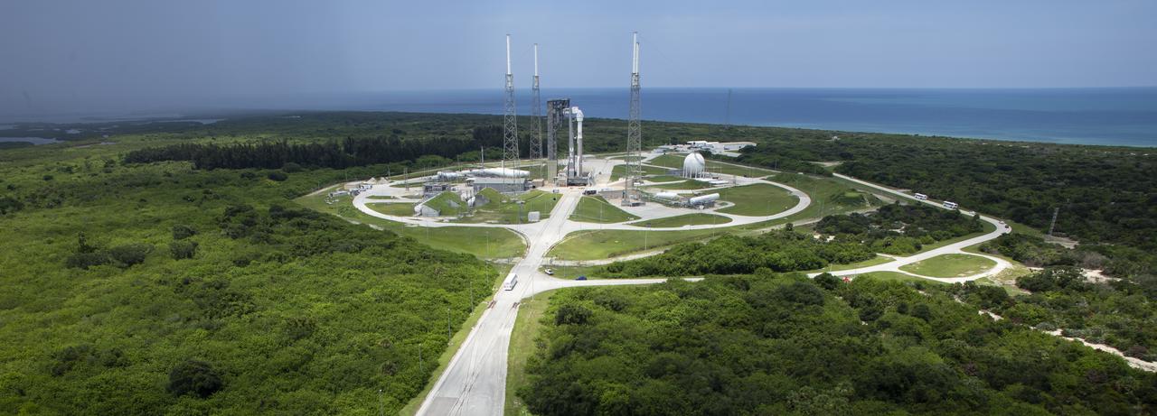 A United Launch Alliance Atlas V rocket with Boeing’s CST-100 Starliner spacecraft onboard is seen on the launch pad at Space Launch Complex 41 ahead of the Orbital Flight Test-2 (OFT-2) mission after being rolled out from the Vertical Integration Facility, Thursday, July 29, 2021 at Cape Canaveral Space Force Station in Florida. Boeing’s Orbital Flight Test-2 will be Starliner’s second uncrewed flight test and will dock to the International Space Station as part of NASA's Commercial Crew Program. The mission will serve as an end-to-end test of the system's capabilities. Photo Credit: (NASA/Joel Kowsky)