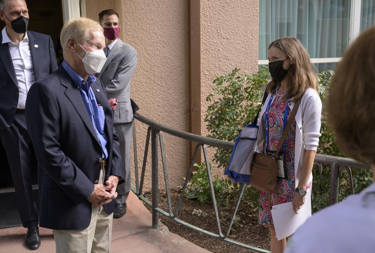 NASA Administrator Bill Nelson meets with Canadian Space Agency President Lisa Campbell in a bilateral meeting during the 36th Space Symposium, Monday, Aug. 23, 2021, in Colorado Springs, Colorado. Photo Credit: (NASA/Bill Ingalls)