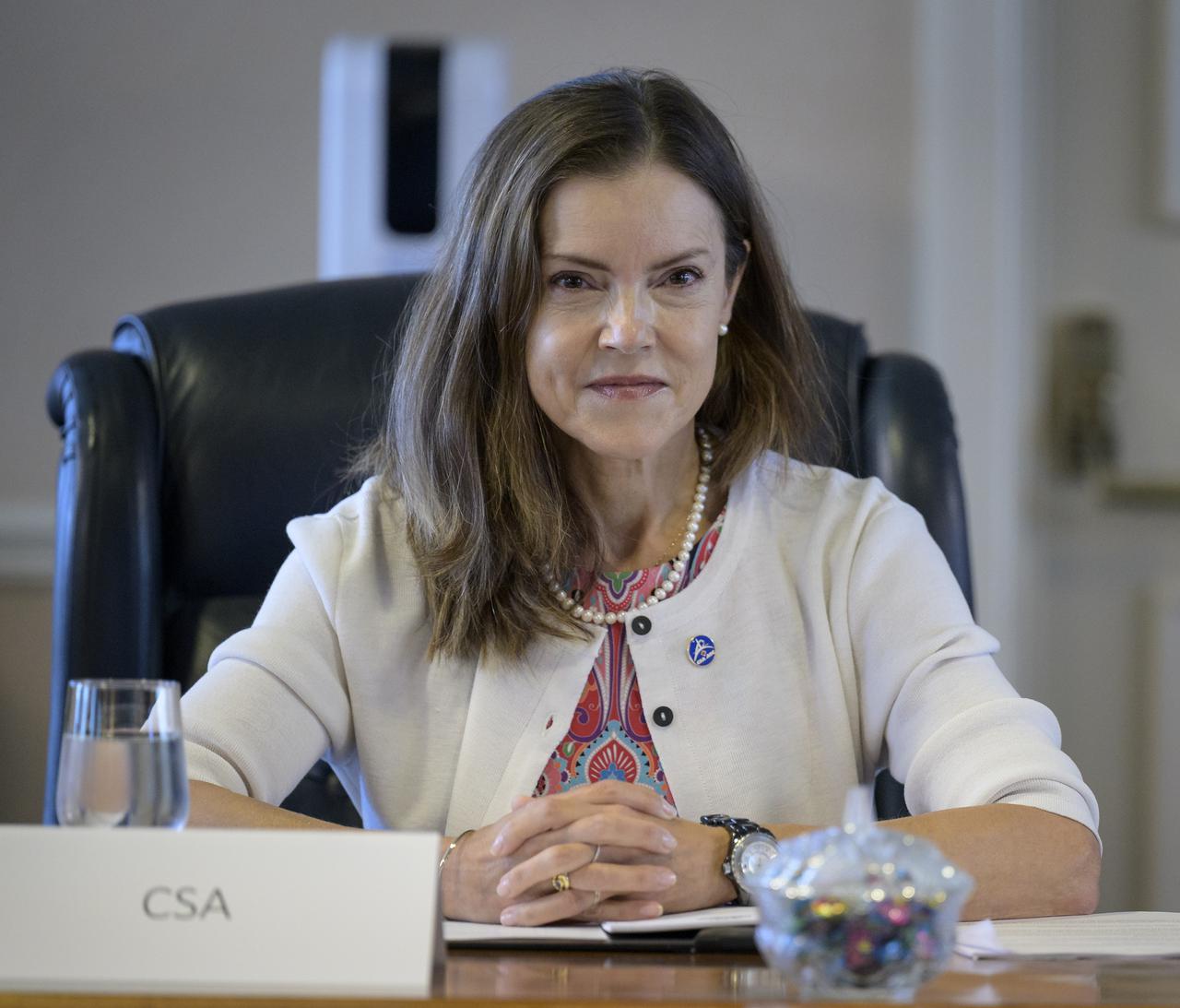 Lisa Campbell, President, Canadian Space Agency (CSA), is seen during a bilateral meeting with NASA Administrator Bill Nelson during the 36th Space Symposium, Monday, Aug. 23, 2021, in Colorado Springs, Colorado. Photo Credit: (NASA/Bill Ingalls)