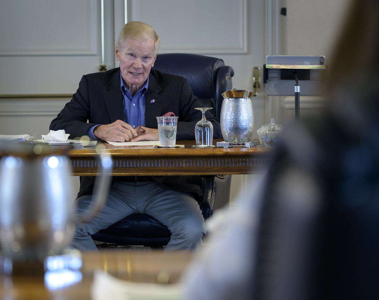 NASA Administrator Bill Nelson meets with Lisa Campbell, President, Canadian Space Agency (CSA) in a bilateral meeting during the 36th Space Symposium, Monday, Aug. 23, 2021, in Colorado Springs, Colorado. Photo Credit: (NASA/Bill Ingalls)