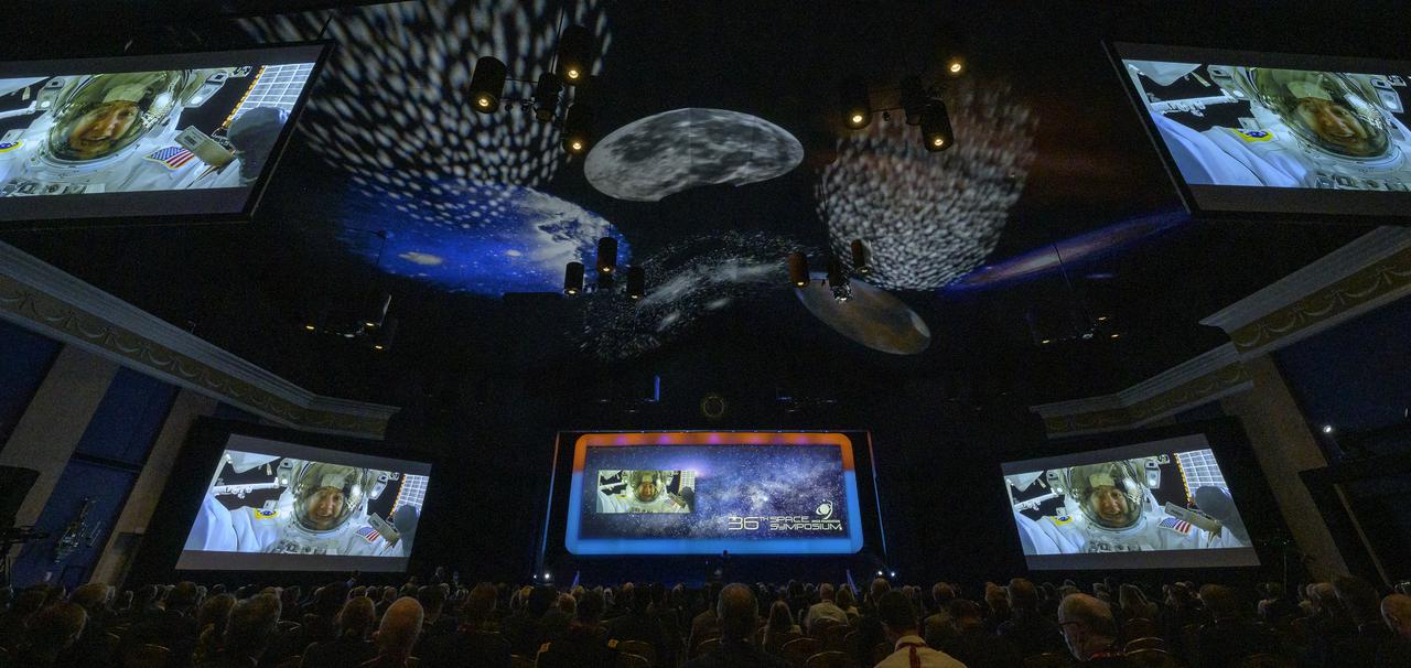 A NASA video is shown during NASA Administrator Bill Nelson’s keynote during the 36th Space Symposium, Tuesday, Aug. 24, 2021, in Colorado Springs, Colorado. Photo Credit: (NASA/Bill Ingalls)