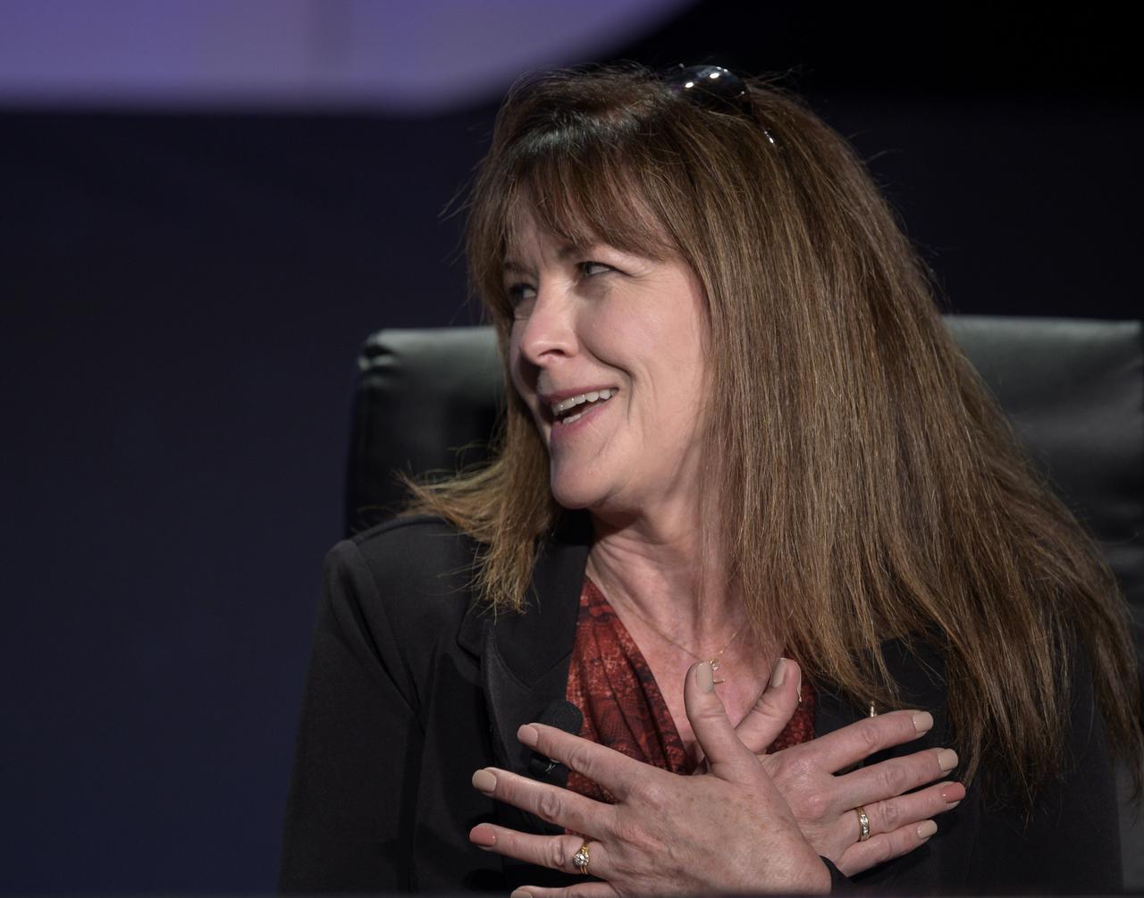 Executive Vice President, Sierra Space, Sierra Nevada Corporation, Janet Kavandi participates in a panel discussion titled “Technology Drives Exploration:  Paving the Next Era of Space Exploration” during the 36th Space Symposium, Thursday, Aug. 26, 2021, in Colorado Springs, Colorado. Photo Credit: (NASA/Bill Ingalls)