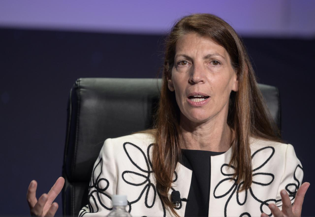 Vice President and General Manager, Commercial Civil Space, Lockheed Martin Space, Lisa Callahan participates in a panel discussion titled “Technology Drives Exploration:  Paving the Next Era of Space Exploration” during the 36th Space Symposium, Thursday, Aug. 26, 2021, in Colorado Springs, Colorado. Photo Credit: (NASA/Bill Ingalls)