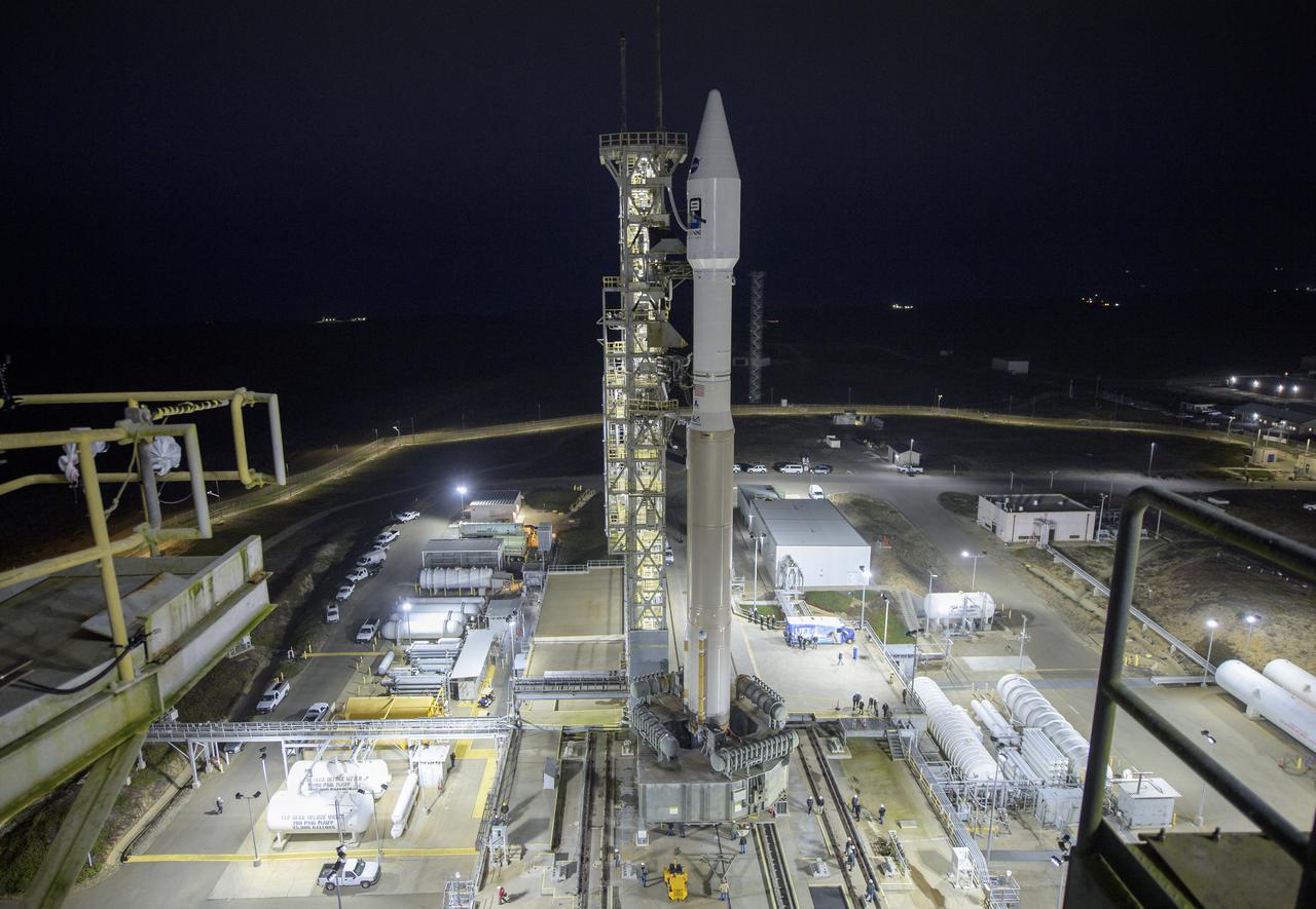 The United Launch Alliance (ULA) Atlas V rocket with the Landsat 9 satellite onboard is seen, Monday, Sept. 27, 2021, after the mobile launcher platform (MLP) was rolled back at Vandenberg Space Force Base in California. The Landsat 9 satellite is a joint NASA/U.S. Geological Survey mission that will continue the legacy of monitoring Earth’s land and coastal regions. Photo Credit: (NASA/Bill Ingalls)