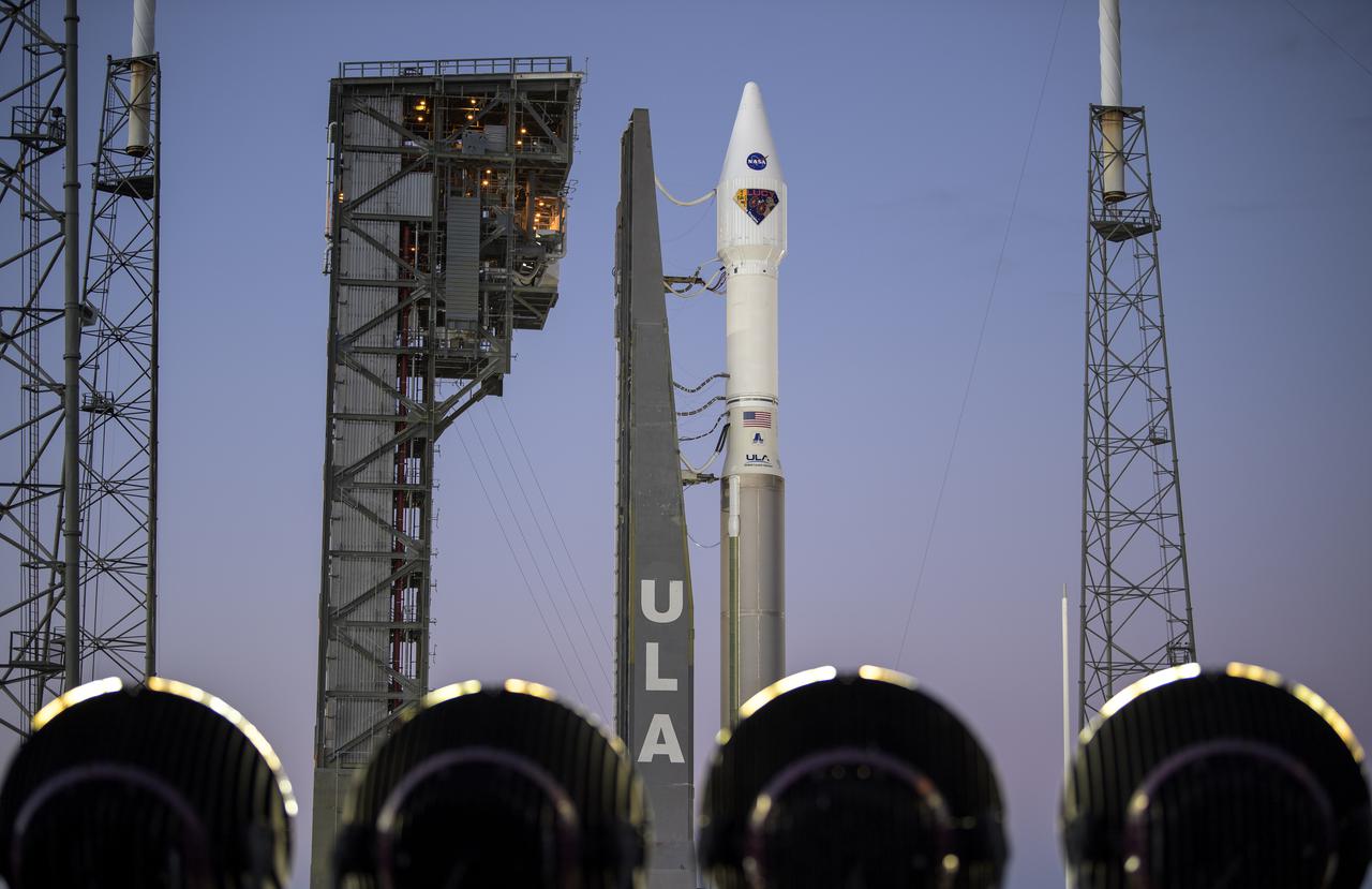 A United Launch Alliance Atlas V rocket with the Lucy spacecraft aboard is seen at Space Launch Complex 41, Thursday, Oct. 14, 2021, at Cape Canaveral Space Force Station in Florida. Lucy will be the first spacecraft to study Jupiter's Trojan Asteroids. Like the mission's namesake – the fossilized human ancestor, "Lucy," whose skeleton provided unique insight into humanity's evolution – Lucy will revolutionize our knowledge of planetary origins and the formation of the solar system. Photo Credit: (NASA/Bill Ingalls)