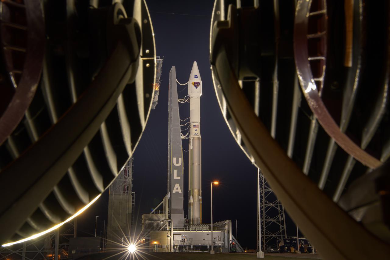A United Launch Alliance Atlas V rocket with the Lucy spacecraft aboard is seen at Space Launch Complex 41, Thursday, Oct. 14, 2021, at Cape Canaveral Space Force Station in Florida. Lucy will be the first spacecraft to study Jupiter's Trojan Asteroids. Like the mission's namesake – the fossilized human ancestor, "Lucy," whose skeleton provided unique insight into humanity's evolution – Lucy will revolutionize our knowledge of planetary origins and the formation of the solar system. Photo Credit: (NASA/Bill Ingalls)