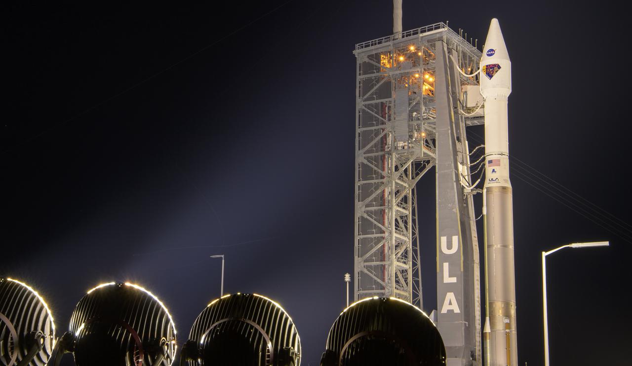 A United Launch Alliance Atlas V rocket with the Lucy spacecraft aboard is seen at Space Launch Complex 41, Thursday, Oct. 14, 2021, at Cape Canaveral Space Force Station in Florida. Lucy will be the first spacecraft to study Jupiter's Trojan Asteroids. Like the mission's namesake – the fossilized human ancestor, "Lucy," whose skeleton provided unique insight into humanity's evolution – Lucy will revolutionize our knowledge of planetary origins and the formation of the solar system. Photo Credit: (NASA/Bill Ingalls)