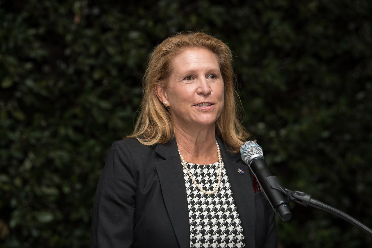 Director of the NASA Science Mission Directorate’s Planetary Science Division, Dr. Lori Glaze, speaks after accepting the Lifetime Achievement Award on behalf of the agency during the National Museum of Nuclear Science and History’s Nuclear Science Week event, Tuesday, Oct. 19, 2021, at The Observatory at America’s Square in Washington. Photo Credit: (NASA/Aubrey Gemignani)