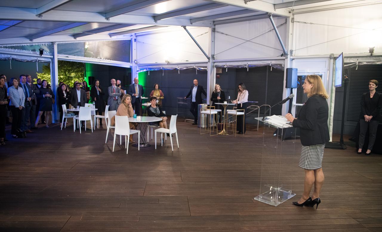 Director of the NASA Science Mission Directorate’s Planetary Science Division, Dr. Lori Glaze, speaks after accepting the Lifetime Achievement Award on behalf of the agency during the National Museum of Nuclear Science and History’s Nuclear Science Week event, Tuesday, Oct. 19, 2021, at The Observatory at America’s Square in Washington. Photo Credit: (NASA/Aubrey Gemignani)