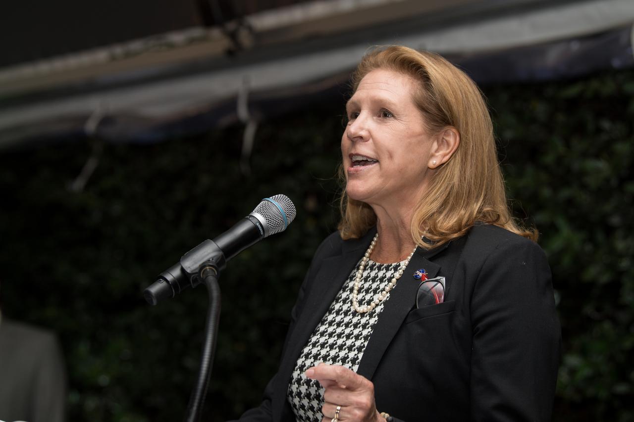 Director of the NASA Science Mission Directorate’s Planetary Science Division, Dr. Lori Glaze, speaks after accepting the Lifetime Achievement Award on behalf of the agency during the National Museum of Nuclear Science and History’s Nuclear Science Week event, Tuesday, Oct. 19, 2021, at The Observatory at America’s Square in Washington. Photo Credit: (NASA/Aubrey Gemignani)