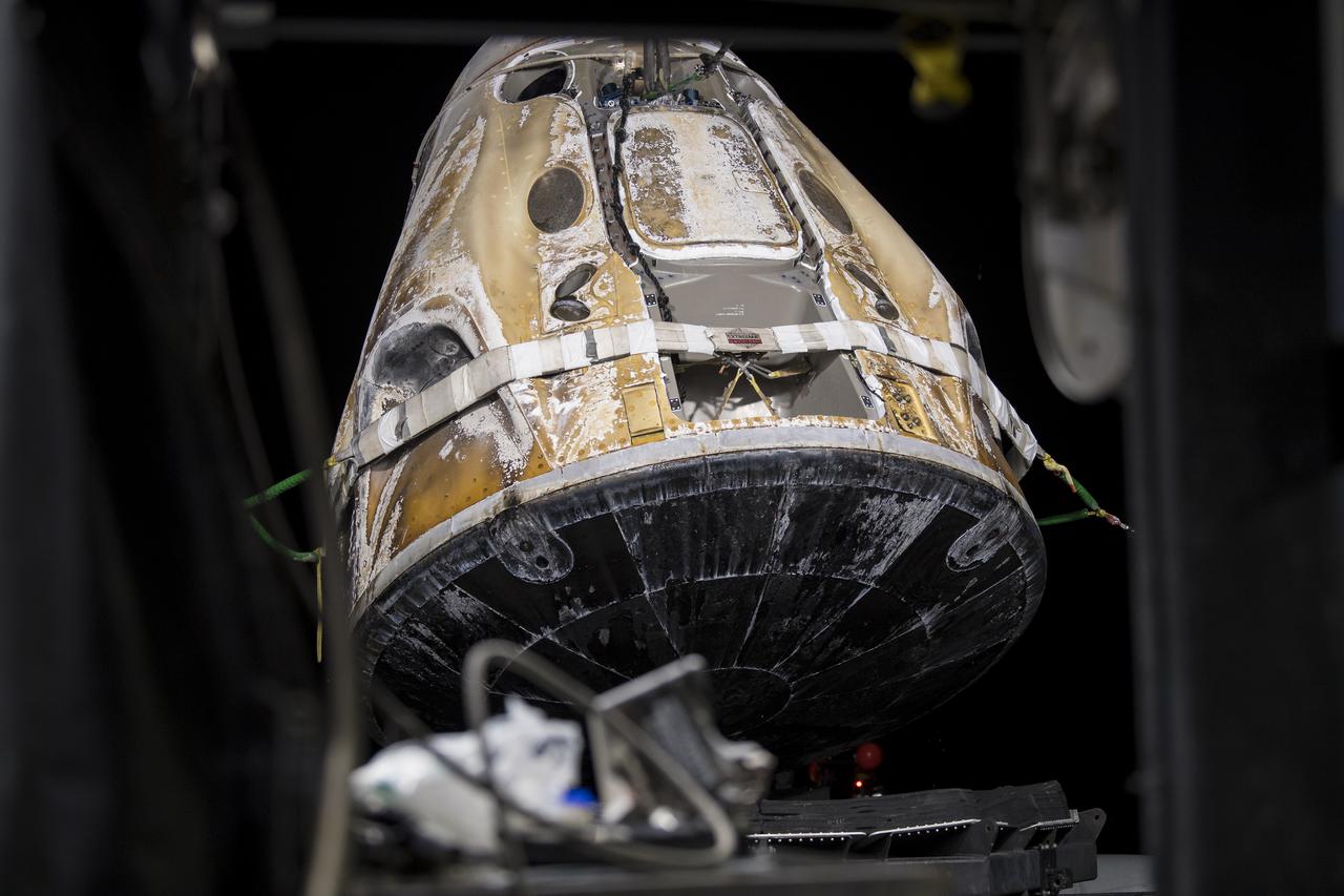 The SpaceX Crew Dragon Endeavour spacecraft is lifted onto the GO Navigator recovery ship after it landed with NASA astronauts Shane Kimbrough and Megan McArthur, Japan Aerospace Exploration Agency (JAXA) astronaut Aki Hoshide, and ESA (European Space Agency) astronaut Thomas Pesquet in the Gulf of Mexico off the coast of Pensacola, Florida, Monday, Nov. 8, 2021. NASA’s SpaceX Crew-2 mission is the second operational mission of the SpaceX Crew Dragon spacecraft and Falcon 9 rocket to the International Space Station as part of the agency’s Commercial Crew Program. Photo Credit: (NASA/Aubrey Gemignani)