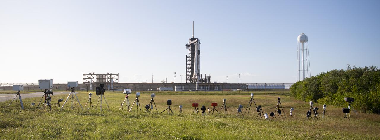 Remote cameras setup to capture the launch of a SpaceX Falcon 9 rocket with the company's Crew Dragon spacecraft onboard are seen at Launch Complex 39A as preparations continue for the Crew-3 mission, Tuesday, Nov. 9, 2021, at NASA’s Kennedy Space Center in Florida. NASA’s SpaceX Crew-3 mission is the third crew rotation mission of the SpaceX Crew Dragon spacecraft and Falcon 9 rocket to the International Space Station as part of the agency’s Commercial Crew Program. NASA astronauts Raja Chari, Tom Marshburn, Kayla Barron, and ESA (European Space Agency) astronaut Matthias Maurer are scheduled to launch no earlier than Nov. 10 at 9:03 p.m. EST, from Launch Complex 39A at the Kennedy Space Center. Photo Credit: (NASA/Joel Kowsky)