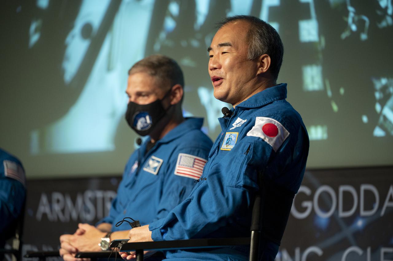 Japan Aerospace Exploration Agency (JAXA) astronaut Soichi Noguchi speaks with employees of the Space Operations and Exploration Systems Development Mission Directorates about the Crew-1 mission with fellow crew members NASA astronauts Mike Hopkins, Victor Glover, and Shannon Walker, Monday, Nov. 15, 2021, at the Mary W. Jackson NASA Headquarters Building in Washington. Hopkins, Glover, Walker, and Noguchi launched on the first crew rotation mission to the International Space Station for SpaceX’s Falcon 9 and Crew Dragon spacecraft as part of the agency’s Commercial Crew Program and spent 168 days in space across Expeditions 64 and 65. Photo Credit: (NASA/Joel Kowsky)