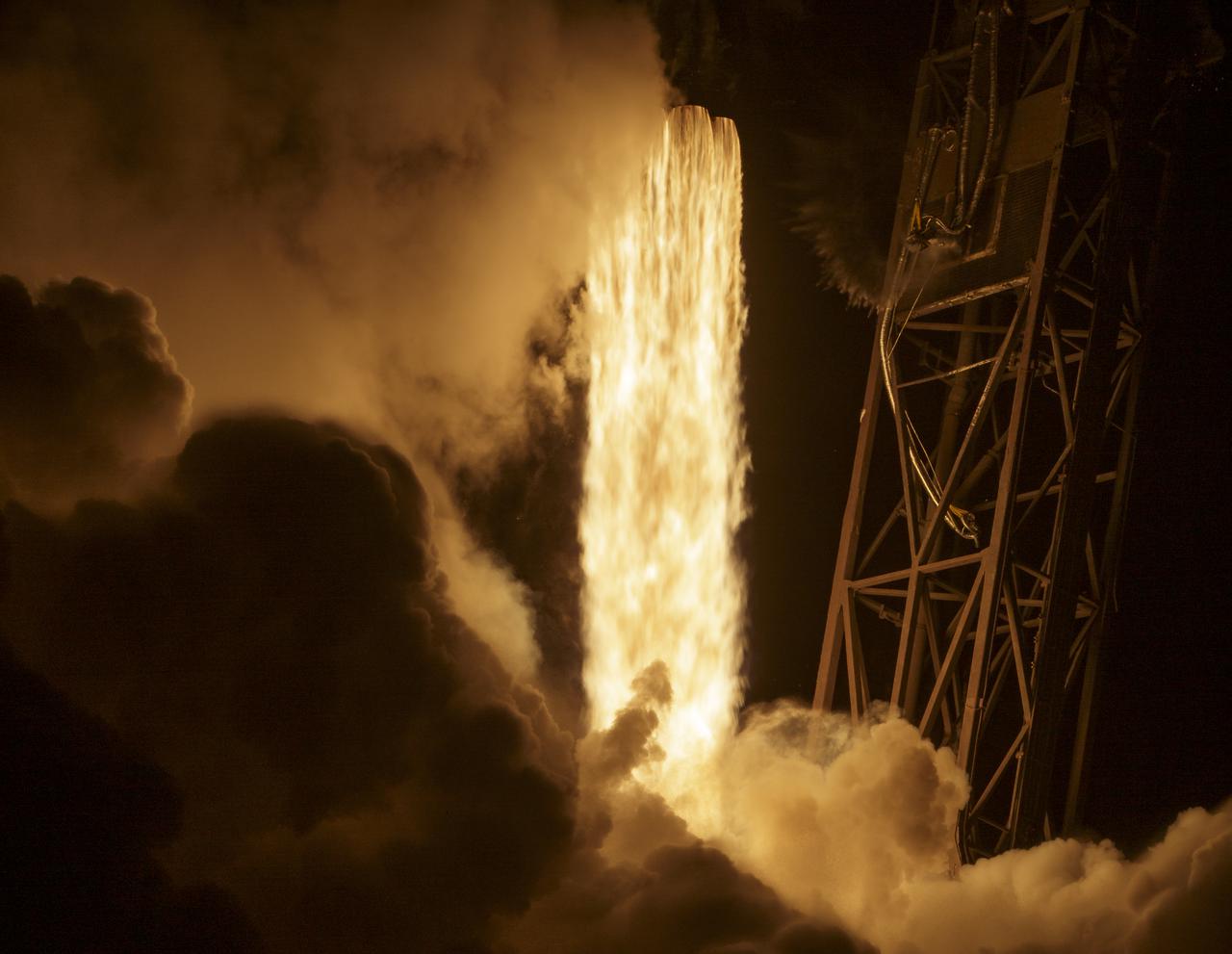 The SpaceX Falcon 9 rocket launches with the Double Asteroid Redirection Test, or DART, spacecraft onboard, Tuesday, Nov. 23, 2021, Pacific time (Nov. 24 Eastern time) from Space Launch Complex 4E at Vandenberg Space Force Base in California. DART is the world’s first full-scale planetary defense test, demonstrating one method of asteroid deflection technology. The mission was built and is managed by Johns Hopkins APL for NASA’s Planetary Defense Coordination Office. Photo Credit: (NASA/Bill Ingalls)