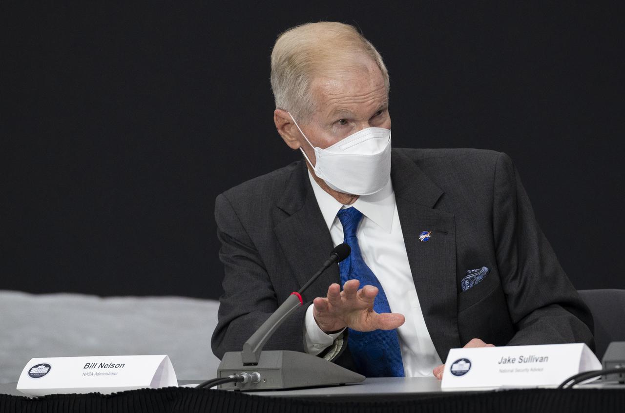 NASA Administrator Bill Nelson speaks during the first meeting of the National Space Council, Wednesday, Dec. 1, 2021, at the United States Institute of Peace in Washington. Chaired by Vice President Kamala Harris, the council's role is to advise the President regarding national space policy and strategy, and ensuring the United States capitalizes on the opportunities presented by the country’s space activities.  Photo Credit: (NASA/Joel Kowsky)