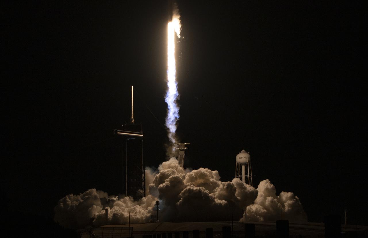 A SpaceX Falcon 9 rocket launches with NASA’s Imaging X-ray Polarimetry Explorer (IXPE) spacecraft onboard from Launch Complex 39A, Thursday, Dec. 9, 2021, at NASA’s Kennedy Space Center in Florida. The IXPE spacecraft is the first satellite dedicated to measuring the polarization of X-rays from a variety of cosmic sources, such as black holes and neutron stars. Launch occurred at 1:00 a.m. EST. Photo Credit: (NASA/Joel Kowsky)