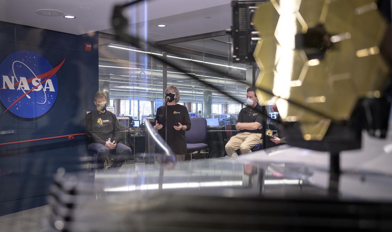 Vice President for Science, Space Telescope Science Institute, Heidi Hammel answers questions from the media during a briefing following the successful deployment of NASA’s James Webb Space Telescope primary mirror, Saturday, Jan. 8, 2022, from the Webb Space Telescope Mission Operations Center at the Space Telescope Science Institute in Baltimore. With Webb’s 21.3-foot (6.5-meter) primary mirror fully deployed, the infrared observatory has completed its unprecedented process of unfolding in space to prepare for science operations. The observatory will study every phase of cosmic history—from within our solar system to the most distant observable galaxies in the early universe. Photo Credit: (NASA/Bill Ingalls)
