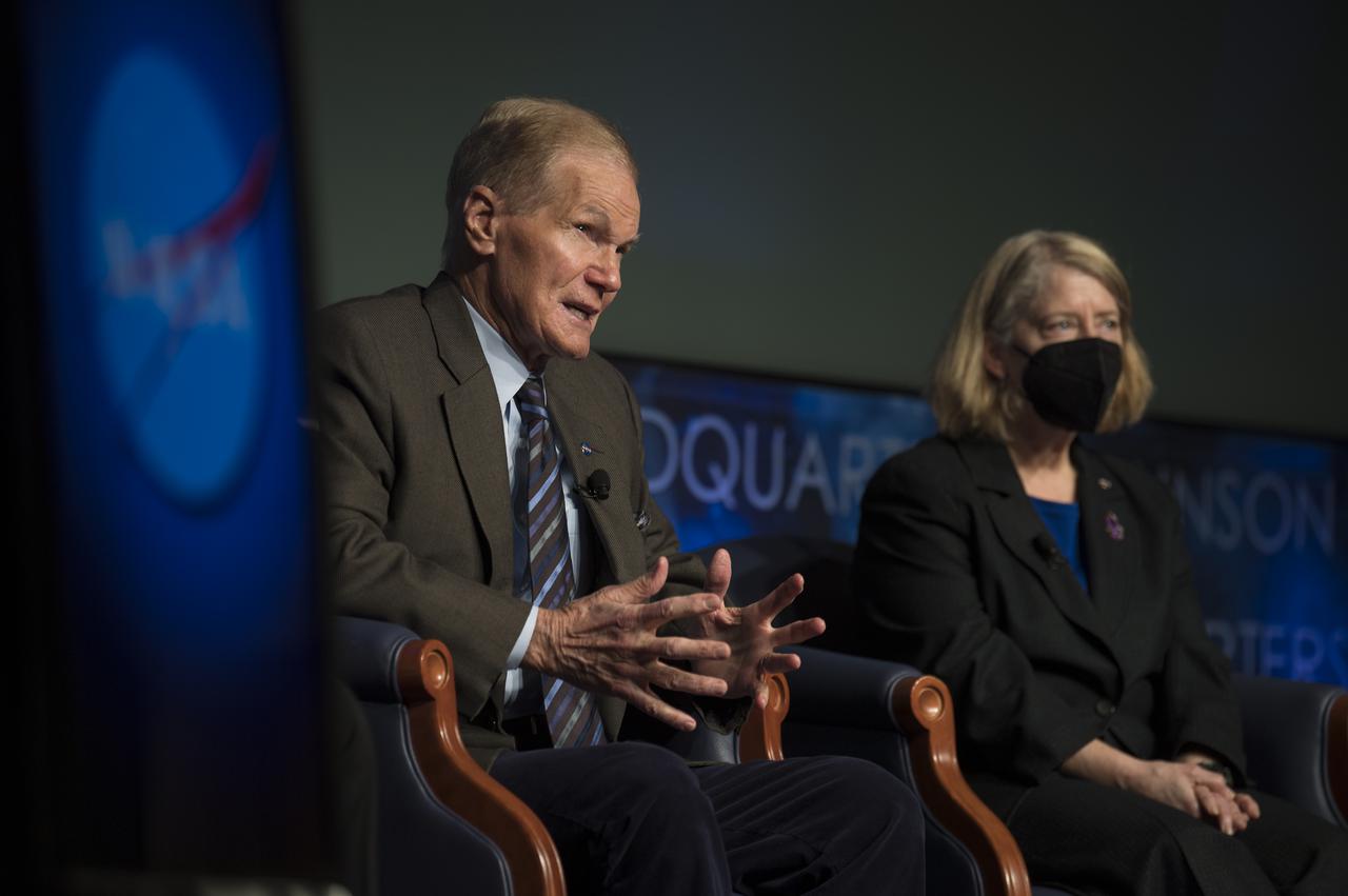 NASA Administrator Bill Nelson speaks during the 2022 NASA Safety Stand-Down panel discussion, Thursday, Jan. 27, 2022, at the Mary W. Jackson NASA Headquarters building in Washington. The event followed the annual visit to Arlington National Cemetery where NASA leadership and family members and/or friends of the astronauts commemorate NASA’s Day of Remembrance and the sacrifices made to further exploration. Panelists included NASA Safety and Mission Assurance Chief Russ DeLoach, NASA Administrator Bill Nelson, NASA Deputy Administrator Pam Melroy, and NASA Associate Administrator Bob Cabana. Photo Credit: (NASA/Aubrey Gemignani)