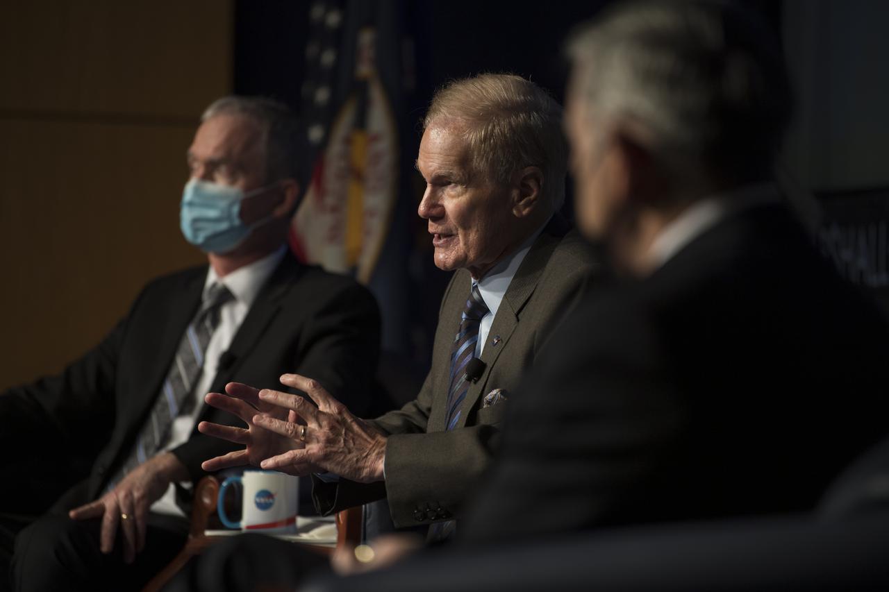 NASA Administrator Bill Nelson speaks during the 2022 NASA Safety Stand-Down panel discussion, Thursday, Jan. 27, 2022, at the Mary W. Jackson NASA Headquarters building in Washington. The event followed the annual visit to Arlington National Cemetery where NASA leadership and family members and/or friends of the astronauts commemorate NASA’s Day of Remembrance and the sacrifices made to further exploration. Panelists included NASA Safety and Mission Assurance Chief Russ DeLoach, NASA Administrator Bill Nelson, NASA Deputy Administrator Pam Melroy, and NASA Associate Administrator Bob Cabana. Photo Credit: (NASA/Aubrey Gemignani)