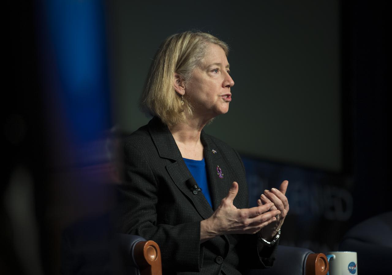 NASA Deputy Administrator Pam Melroy speaks during the 2022 NASA Safety Stand-Down panel discussion, Thursday, Jan. 27, 2022, at the Mary W. Jackson NASA Headquarters building in Washington. The event followed the annual visit to Arlington National Cemetery where NASA leadership and family members and/or friends of the astronauts commemorate NASA’s Day of Remembrance and the sacrifices made to further exploration. Panelists included NASA Safety and Mission Assurance Chief Russ DeLoach, NASA Administrator Bill Nelson, NASA Deputy Administrator Pam Melroy, and NASA Associate Administrator Bob Cabana. Photo Credit: (NASA/Aubrey Gemignani)