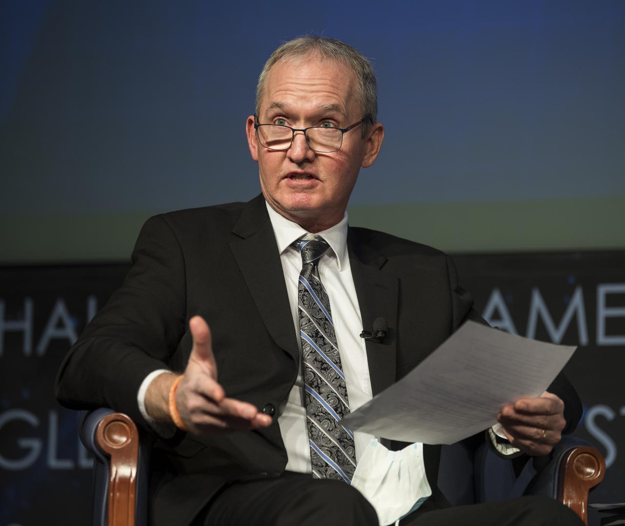 NASA Safety and Mission Assurance Chief Russ DeLoach speaks during the 2022 NASA Safety Stand-Down panel discussion, Thursday, Jan. 27, 2022, at the Mary W. Jackson NASA Headquarters building in Washington. The event followed the annual visit to Arlington National Cemetery where NASA leadership and family members and/or friends of the astronauts commemorate NASA’s Day of Remembrance and the sacrifices made to further exploration. Panelists included NASA Safety and Mission Assurance Chief Russ DeLoach, NASA Administrator Bill Nelson, NASA Deputy Administrator Pam Melroy, and NASA Associate Administrator Bob Cabana. Photo Credit: (NASA/Aubrey Gemignani)