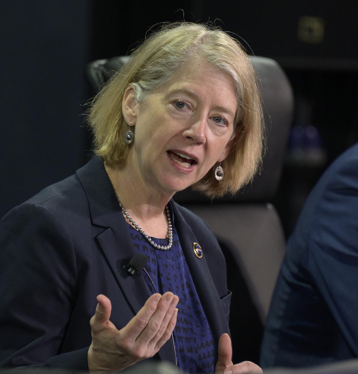 NASA Deputy Administrator Pam Melroy speaks in a Heads of Agency panel during the 37th Space Symposium, Wednesday, April 6, 2022, in Colorado Springs, Colorado. Photo Credit: (NASA/Bill Ingalls)