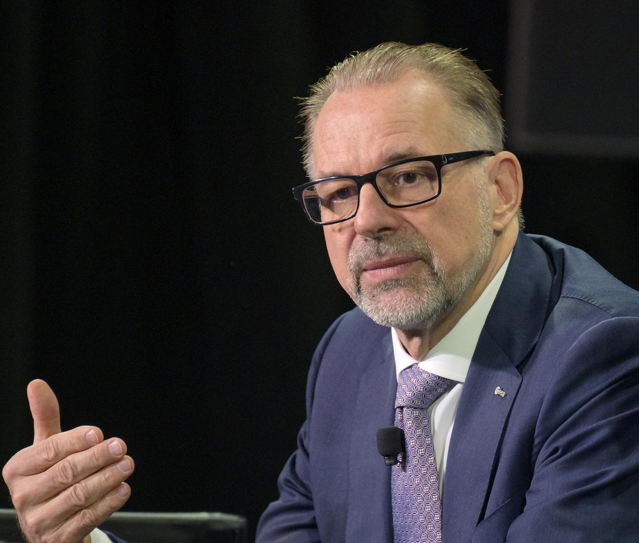 Dr. Josef Aschbacher, Director General, European Space Agency (ESA) speaks during a Heads of Agency panel at the 37th Space Symposium, Wednesday, April 6, 2022, in Colorado Springs, Colorado. Photo Credit: (NASA/Bill Ingalls)