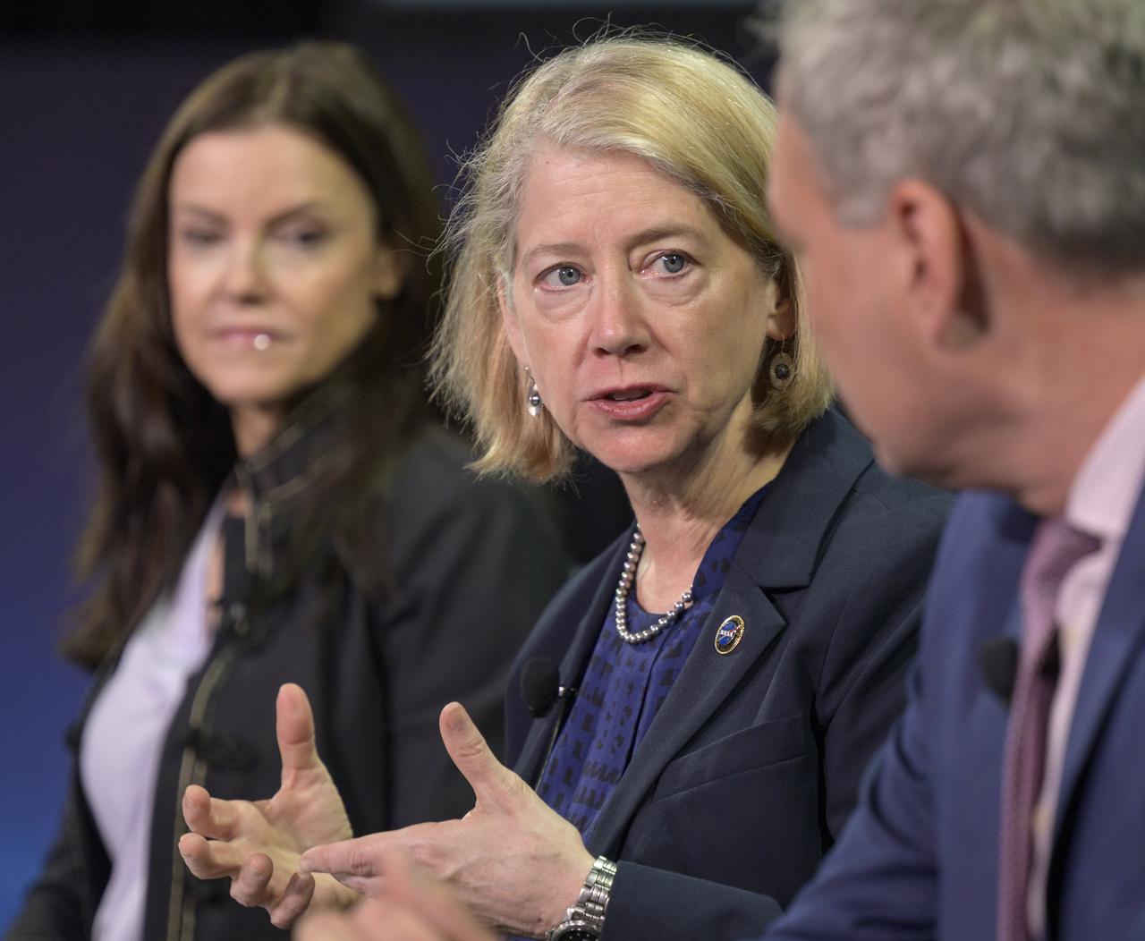 NASA Deputy Administrator Pam Melroy speaks in a Heads of Agency panel during the 37th Space Symposium, Wednesday, April 6, 2022, in Colorado Springs, Colorado. Photo Credit: (NASA/Bill Ingalls)