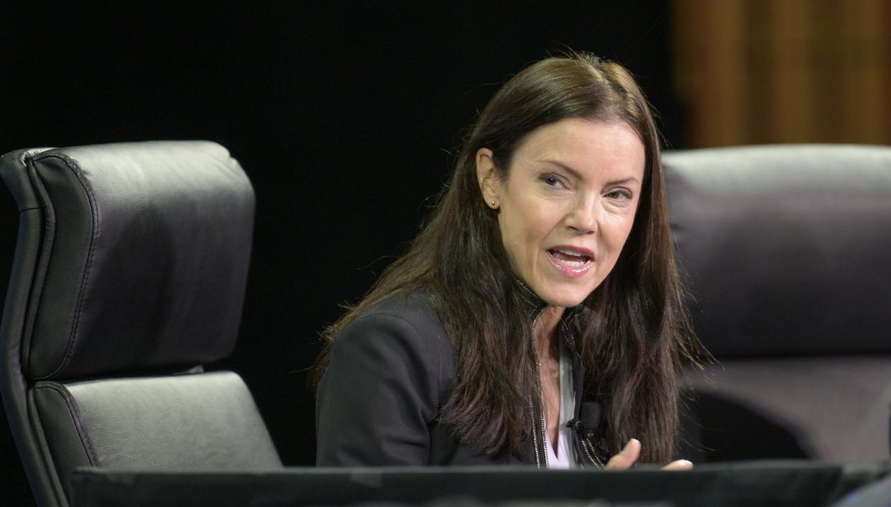 Lisa Campbell, President, Canadian Space Agency (CSA) speaks in a Heads of Agency panel during the 37th Space Symposium, Wednesday, April 6, 2022, in Colorado Springs, Colorado. Photo Credit: (NASA/Bill Ingalls)