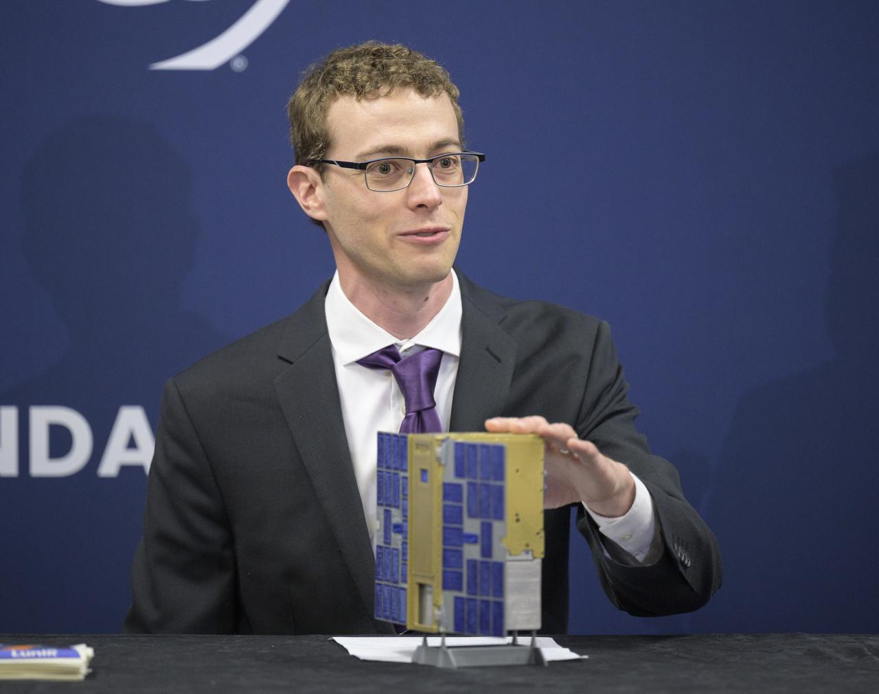 Joe Shoer, Lockheed Martin speaks at “Small Satellites, Big Missions: Pathfinding CubeSats Exploring the Moon and Beyond,” a news conference during the 37th Space Symposium, Wednesday, April 6, 2022, in Colorado Springs, Colorado. Photo Credit: (NASA/Bill Ingalls)