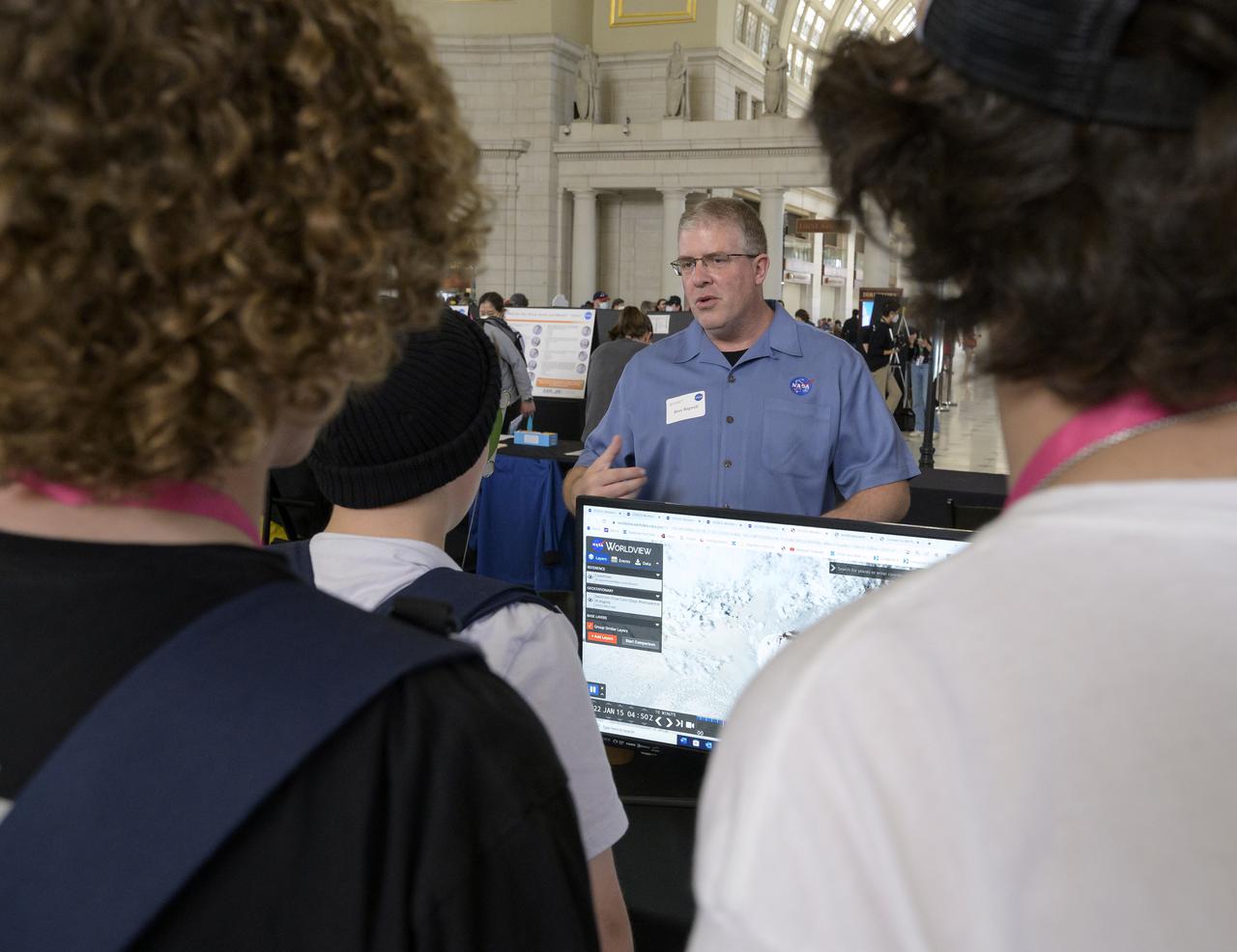 Visitors explore NASA’s hands-on exhibits during Earth Day, Friday, April 22, 2022, at Union Station in Washington. Photo Credit: (NASA/Bill Ingalls)