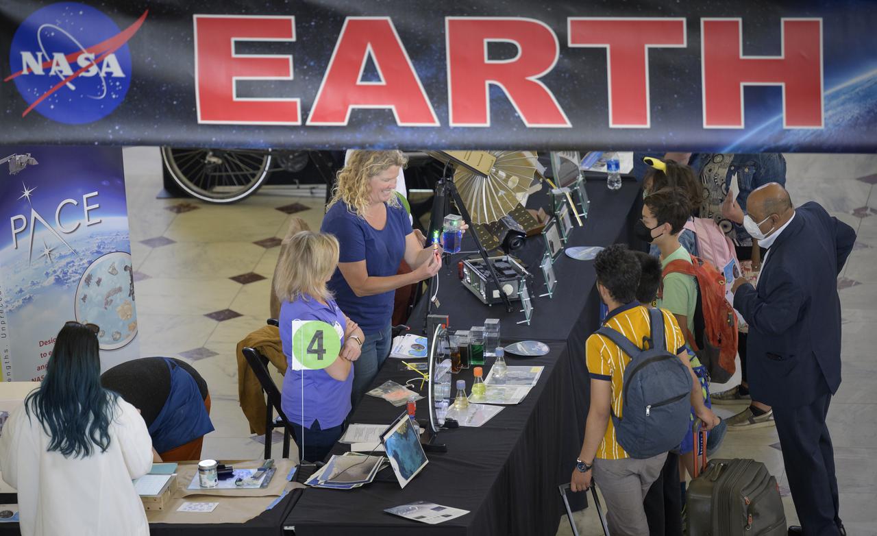 Visitors explore NASA’s hands-on exhibits during Earth Day, Friday, April 22, 2022, at Union Station in Washington. Photo Credit: (NASA/Bill Ingalls)