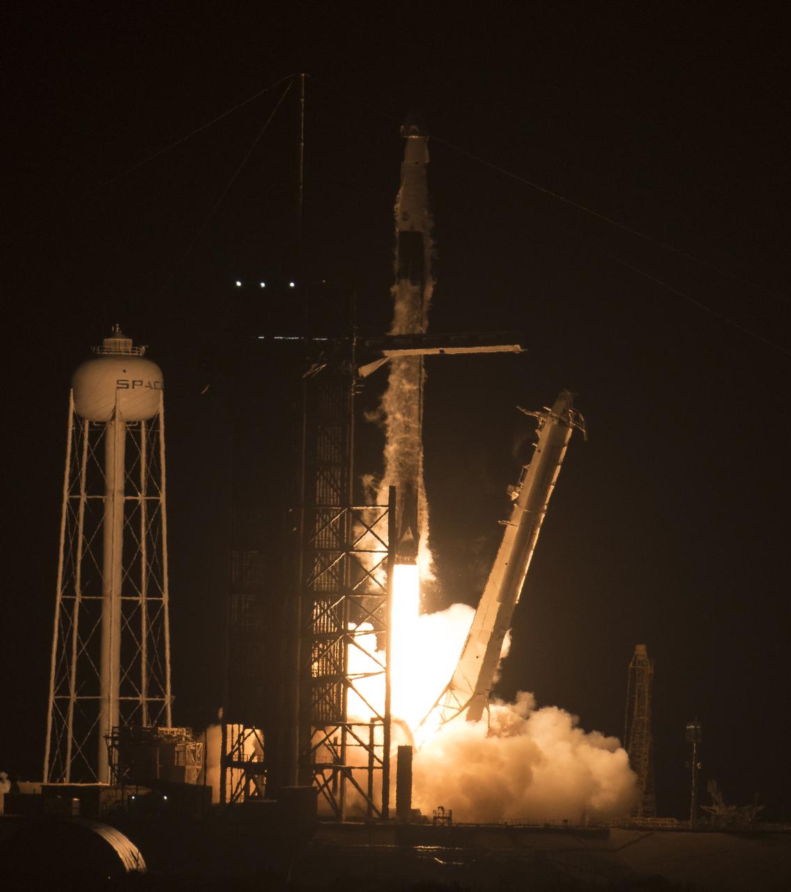 A SpaceX Falcon 9 rocket carrying the company's Crew Dragon spacecraft is launched on NASA’s SpaceX Crew-4 mission to the International Space Station with NASA astronauts Kjell Lindgren, Robert Hines, Jessica Watkins, and ESA (European Space Agency) astronaut Samantha Cristoforetti onboard, Wednesday, April 27, 2022, at NASA’s Kennedy Space Center in Florida. NASA’s SpaceX Crew-4 mission is the fourth crew rotation mission of the SpaceX Crew Dragon spacecraft and Falcon 9 rocket to the International Space Station as part of the agency’s Commercial Crew Program. Lindgren, Hines, Watkins, and Cristoforetti launched at 3:52 a.m. ET from Launch Complex 39A at the Kennedy Space Center to begin a six month mission onboard the orbital outpost. Photo Credit: (NASA/Aubrey Gemignani)