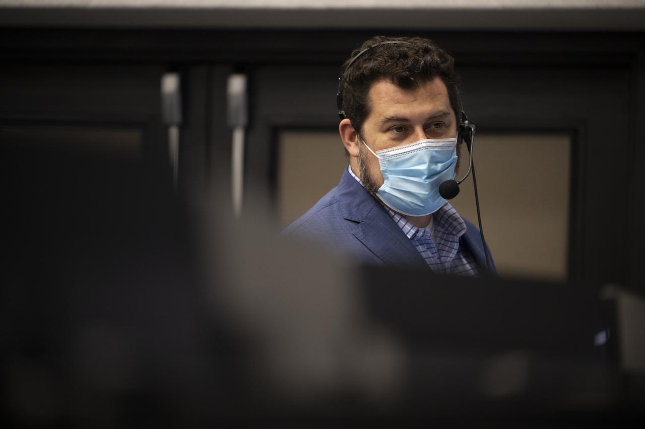 Scott Ede, mission manager for mission management and integration in NASA's Commercial Crew Program, monitors the countdown of the launch of a SpaceX Falcon 9 rocket carrying the company's Crew Dragon spacecraft on NASA’s SpaceX Crew-4 mission with NASA astronauts Kjell Lindgren, Robert Hines, Jessica Watkins, and ESA (European Space Agency) astronaut Samantha Cristoforetti onboard, Wednesday, April 27, 2022, in firing room four of the Rocco A. Petrone Launch Control Center at NASA’s Kennedy Space Center in Florida. NASA’s SpaceX Crew-4 mission is the fourth crew rotation mission of the SpaceX Crew Dragon spacecraft and Falcon 9 rocket to the International Space Station as part of the agency’s Commercial Crew Program. Lindgren, Hines, Watkins, and Cristoforetti launched at at 3:52 a.m. ET, from Launch Complex 39A at the Kennedy Space Center. Photo Credit: (NASA/Joel Kowsky)