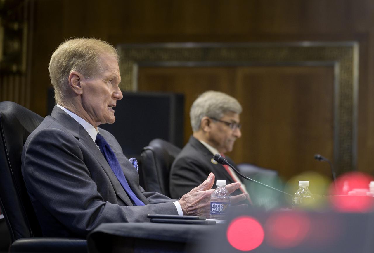NASA Administrator Bill Nelson, left, testifies before the Senate Appropriations’ Commerce, Justice, Science, and Related Agencies subcommittee during a budget hearing, Tuesday, May 3, 2022, at the Dirksen Senate Office Building in Washington. Photo Credit: (NASA/Bill Ingalls)