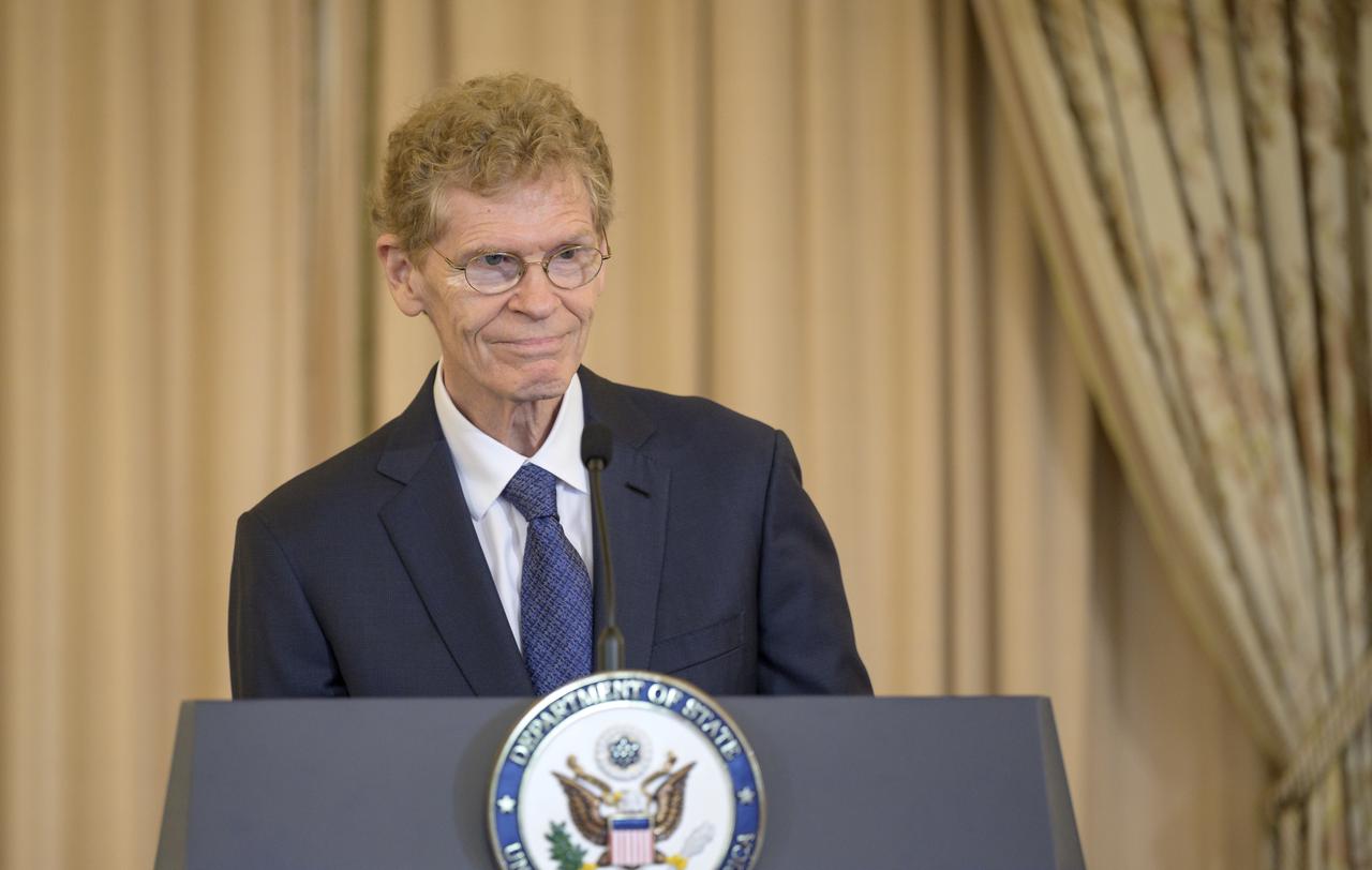 U.S. Special Envoy for Global Food Security, Dr. Cary Fowler gives remarks during an event at the U.S Department of State where it was announced that Cynthia Rosenzweig, a senior research scientist and head of the Climate Impacts Group at NASA’s Goddard Institute for Space Studies (GISS) in New York City, was awarded the 2022 World Food Prize from the World Food Prize Foundation, Thursday, May 5, 2022, at the Harry S. Truman Building in Washington. Photo Credit: (NASA/Bill Ingalls)
