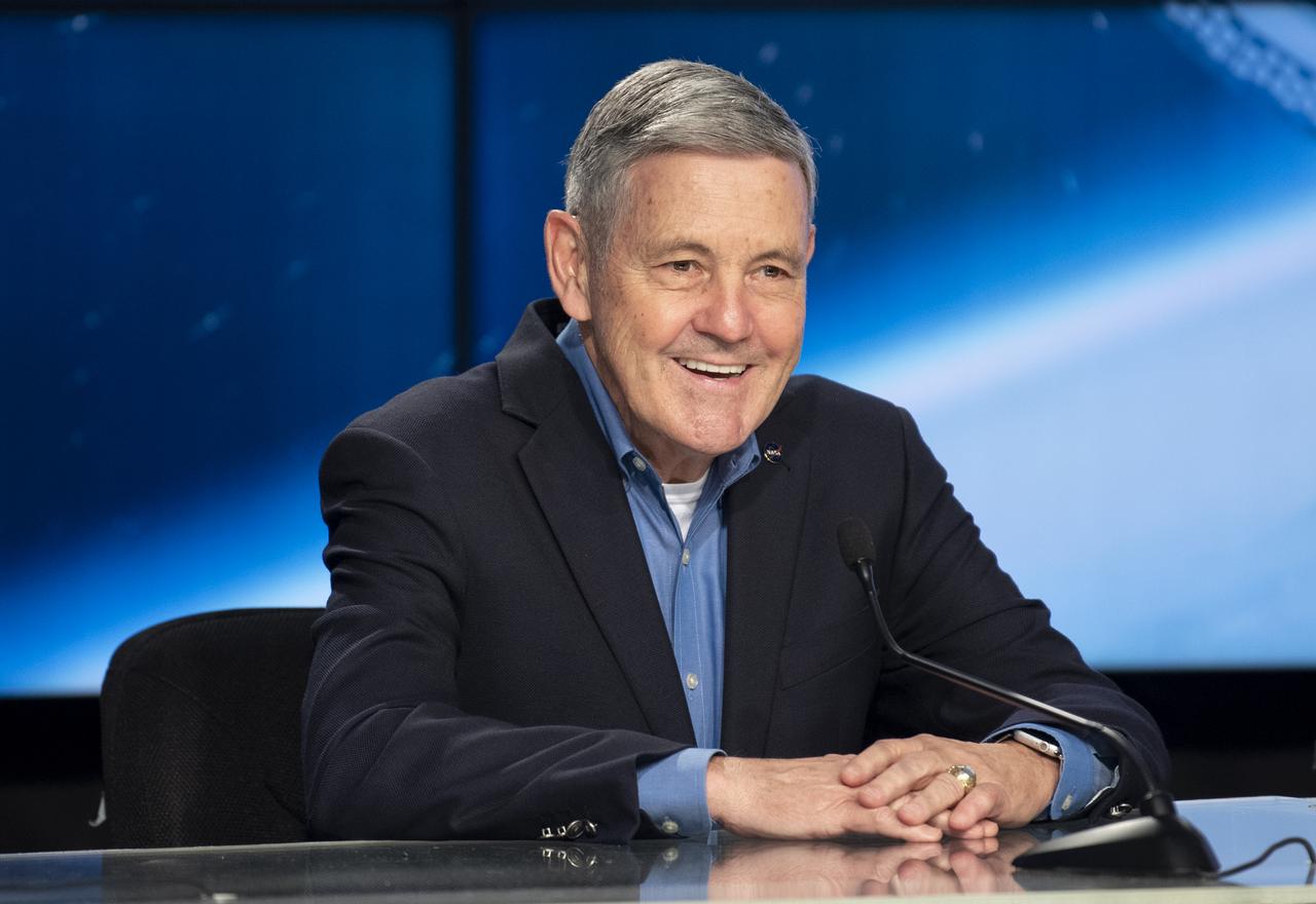 Bob Cabana, NASA associate administrator, deliver remarks during a press conference ahead of the launch of Boeing’s Starliner spacecraft aboard a United Launch Alliance Atlas V rocket, Wednesday, May 18, 2022, at NASA’s Kennedy Space Center in Florida. Boeing’s Orbital Flight Test-2 will be Starliner’s second uncrewed flight test and will dock to the International Space Station as part of NASA's Commercial Crew Program. The mission, currently targeted for launch on 6:54 p.m. ET on May 19, will serve as an end-to-end test of the system's capabilities. Photo Credit: (NASA/Joel Kowsky)