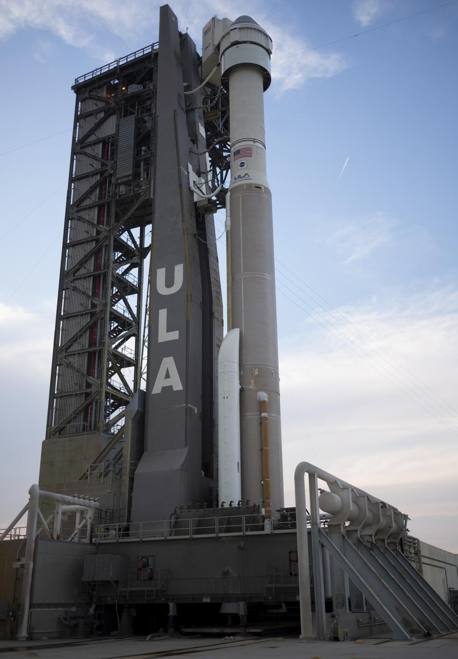 A United Launch Alliance Atlas V rocket with Boeing’s CST-100 Starliner spacecraft aboard is seen on the launch pad at Space Launch Complex 41 ahead of the Orbital Flight Test-2 mission, Wednesday, May 18, 2022 at Cape Canaveral Space Force Station in Florida. Boeing’s Orbital Flight Test-2 will be Starliner’s second uncrewed flight test and will dock to the International Space Station as part of NASA's Commercial Crew Program. The mission, currently targeted for launch on 6:54 p.m. ET on May 19, will serve as an end-to-end test of the system's capabilities. Photo Credit: (NASA/Joel Kowsky)