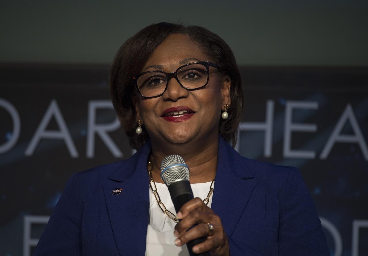 Director of Johnson Space Center, Vanessa Wyche, speaks on a panel with NASA's three other female center directors: Dr. Marla Peréz-Davis of Glenn Research Center, Janet Petro of Kennedy Space Center, and Jody Singer of Marshall Space Flight Center, during the "DirectHERS" - Launching Through the Glass Ceiling event, Tuesday, June 7, 2022, at the Mary W. Jackson NASA Headquarters Building in Washington. Photo Credit: (NASA/Aubrey Gemignani)