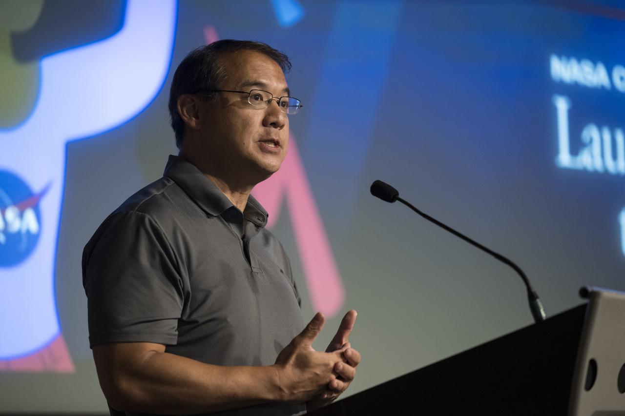 NASA Associate Administrator for Diversity and Equal Opportunity, Steve Shih, provides closing remarks after a panel discussion with NASA's four female center directors: Dr. Marla Peréz-Davis of Glenn Research Center, Vanessa Wyche of Johnson Space Center, Janet Petro of Kennedy Space Center, and Jody Singer of Marshall Space Flight Center, during the "DirectHERS" - Launching Through the Glass Ceiling event, Tuesday, June 7, 2022, at the Mary W. Jackson NASA Headquarters Building in Washington. Photo Credit: (NASA/Aubrey Gemignani)