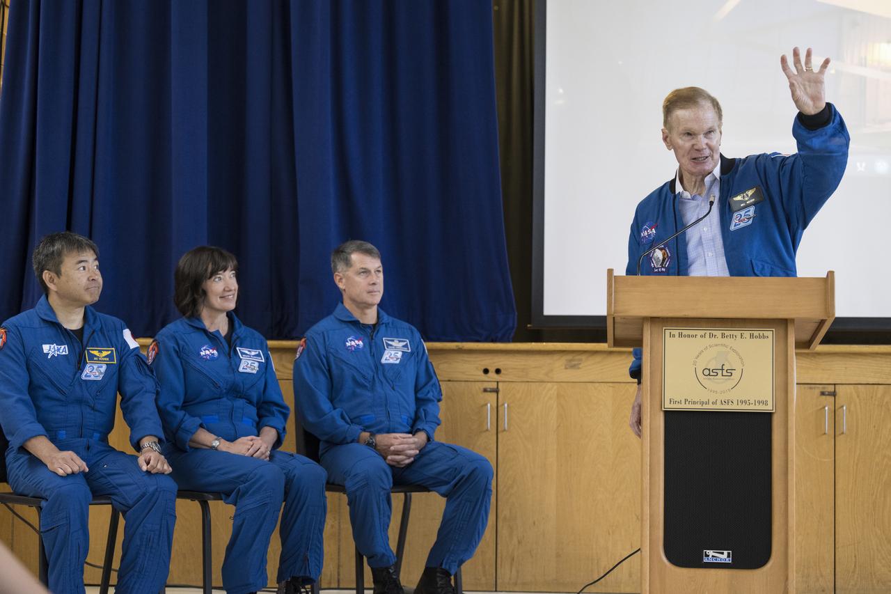 NASA Administrator Bill Nelson gives remarks during a visit to Arlington Science Focus Elementary School by U.S. Rep. Don Beyer, D-Va. and NASA’s SpaceX Crew-2 NASA astronauts Megan McArthur and Shane Kimbrough, and Japan Aerospace Exploration Agency (JAXA) astronaut Akihiko Hoshide, Friday, June 10, 2022, in Arlington, Virginia. Photo Credit: (NASA/Aubrey Gemignani)