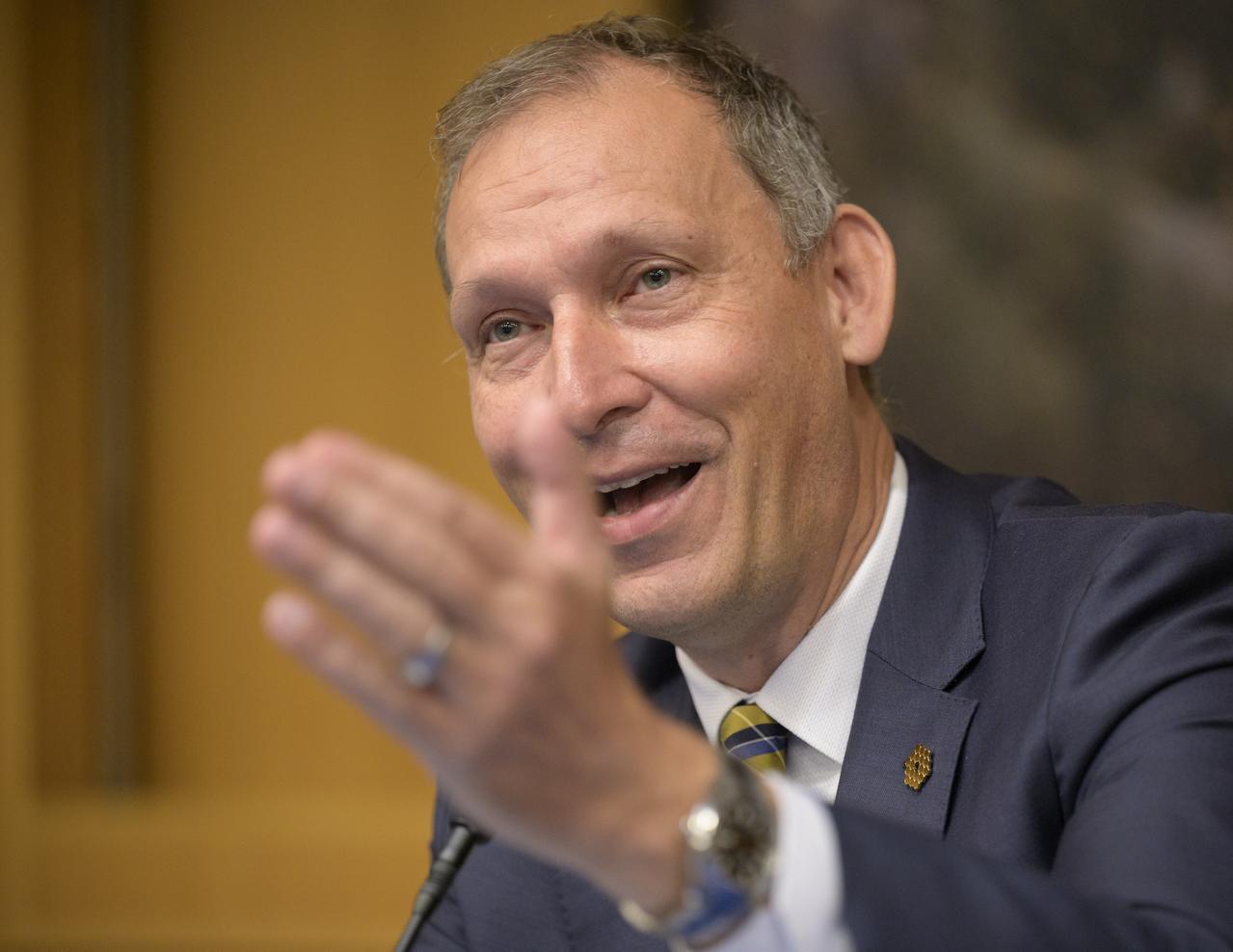 NASA Associate Administrator for the Science Mission Directorate Thomas Zurbuchen gives remarks during a briefing, Wednesday, June 29, 2022, at the Space Telescope Science Institute (STScI) in Baltimore. The briefing focused on the status of NASA’s James Webb Space Telescope in its final weeks of preparing for its science mission, as well as overviews of planned science for Webb’s first year of operations. Photo Credit: (NASA/Bill Ingalls)