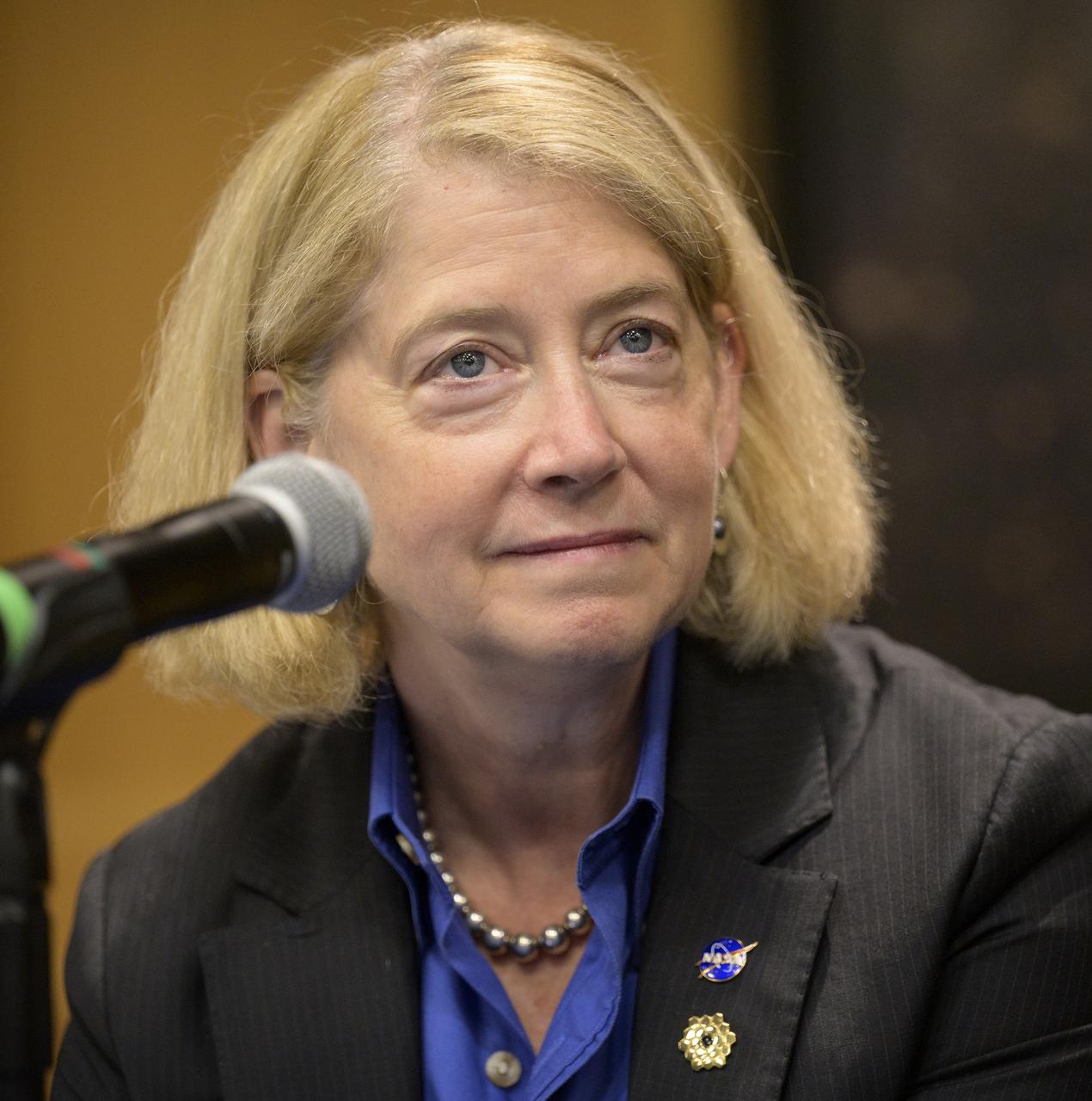 NASA Deputy Administrator Pam Melroy gives remarks during a briefing, Wednesday, June 29, 2022, at the Space Telescope Science Institute (STScI) in Baltimore. The briefing focused on the status of NASA’s James Webb Space Telescope in its final weeks of preparing for its science mission, as well as overviews of planned science for Webb’s first year of operations. Photo Credit: (NASA/Bill Ingalls)