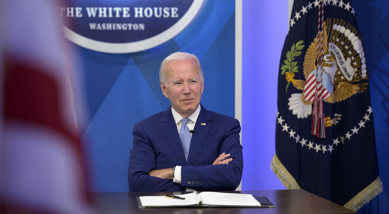 U.S. President Joe Biden listens to NASA experts as he previews the first full-color image from NASA’s James Webb Space Telescope, the highest-resolution image of the infrared universe in history, Monday, July 11, 2022, in the South Court Auditorium in the Eisenhower Executive Office Building on the White House complex in Washington. Photo Credit: (NASA/Bill Ingalls)